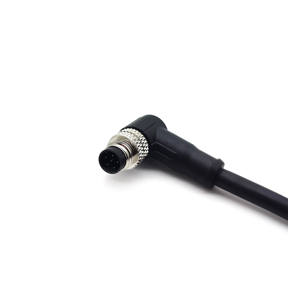 M8 6 Pin Cable Standard Um código duplo cabo terminou 26AWG 1M Masculino para Fêmea Plug Right Angle
