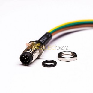 M8 8Pin Cable Connector A Coding Solder Type Front Panel Aviation Connector Wateproof Straight With 50CM 26AWG Cable