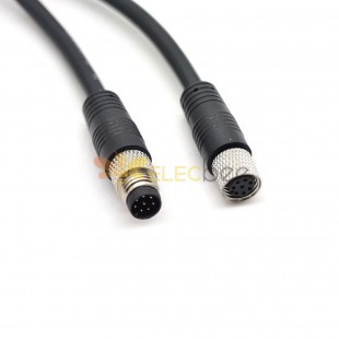 M8 8Pin Molding Plug Connector A Coding Waterproof Straight Female Plug To Male Plug With 1M 26AWG Wire
