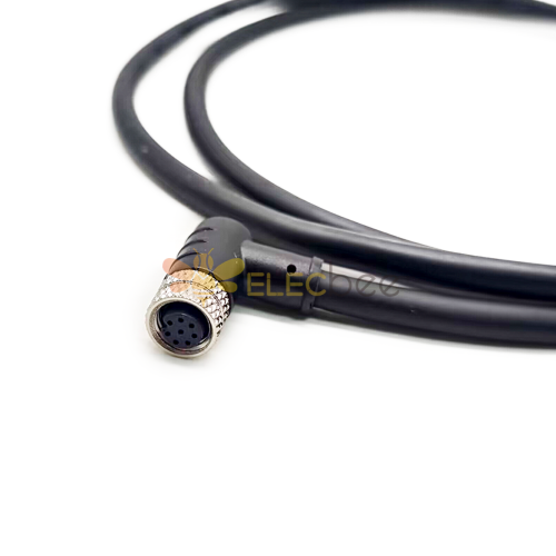 m8连接器接线8芯弯母头单边线焊线A编码注塑线1M