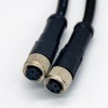 M8電纜插頭3芯母對母直式註塑線24AWG線長1米180度螺紋傳感器