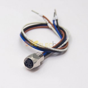 M8 Cable Código de Color Hembra Socket para Cable 24AWG 1M Straight 4 Pin Blukhead