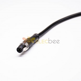 M8 Cable Connector 5 Pin Male Straight Single Ended Cable Solder Type B Coding For Cable 24AWG 35CM