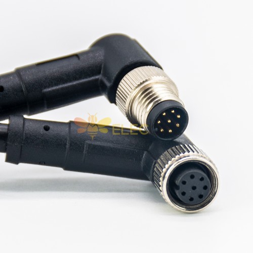 M8 Кабельный разъем 8 Pin Правый угол мужчина для женщин Код Кордсет Винт Plug для кабеля 26AWG 1M