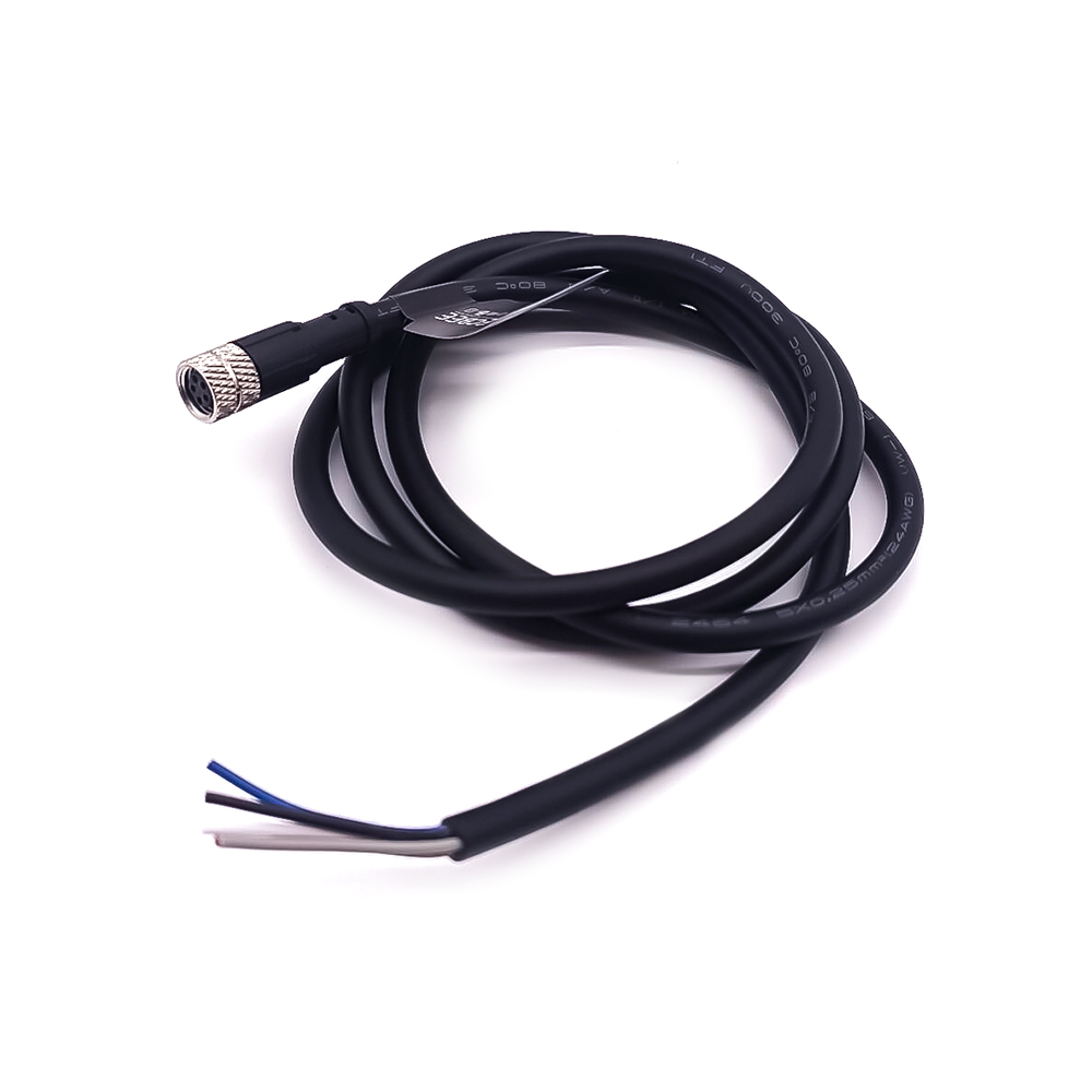 M8 Conector de cable Tipo de moldeo 5Pin B Codificando enchufe hembra recto con cable de 1M 24AWG