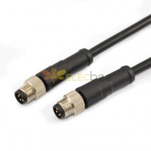 M8 Cable Gland Waterproof Straight Molding Cable 4Pin Male Plug To 4Pin Male Plug With 1M 24AWG Wire