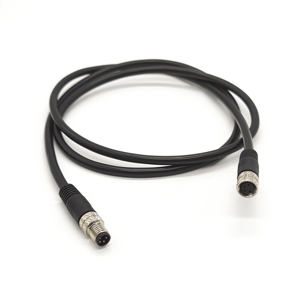 Cable M8 impermeable moldeo recto 4 pines hembra enchufe a macho enchufe con cable de 1M 24AWG
