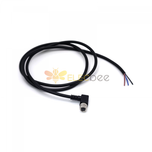 M8 Moding Câble Plug Waterproof IP67 Angle droit 3 broches femme plug avec 1m 24AWG PUR Câble