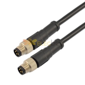M8 Moldagem cabo Plug B Codificação 5Pin plug masculino para plug masculino em linha reta com cabo de extensção 75CM 24AWG Wire