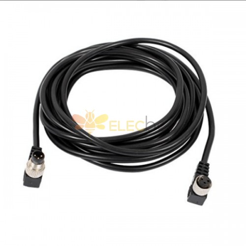 M8 Profinet Cable Waterproof 3 Pin Right Angle Female Plug To Male Plug Moding Cable With 1M PVC 24AWG Wire