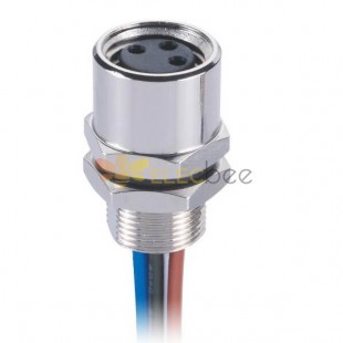 10pcs M8 Cable Connector Socket Circular Wateproof A Coding Back Mount 3 Pin Female Solder Socket With 25CM 24AWG Wire