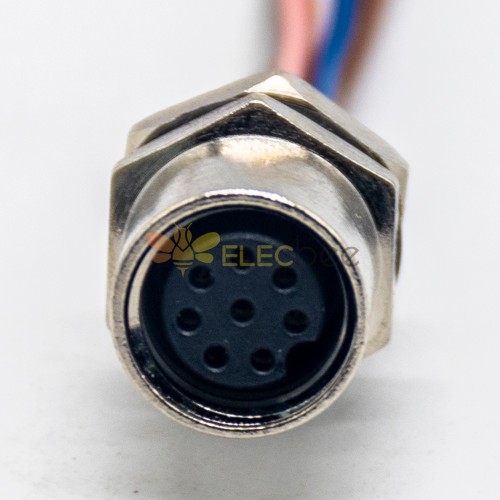 M8 Sensor Cable Socket Circular Wateproof Straight Back Mount 3 Pin Female Solder Socket With 25CM 24AWG Wire