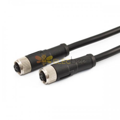 Формовочный кабель типа M8 Водонепроницаемый кабель B с прямым винтовым соединением Тип 5Pin Розетка к розетке с удлинительным кабелем 1M 24AW
