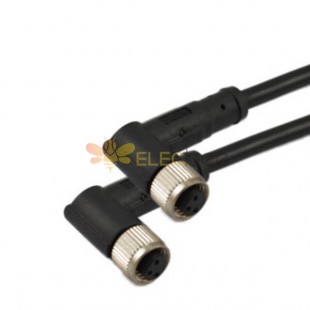 Angle droit M8 3Pin Femelle Plug To 3 Pin Female Plug Molding Type With 1M 24AWG Cable