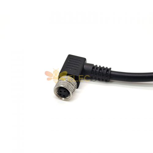 Right Angle M8 Connector 4Pin Cable Plug Waterproof IP67 Female Plug With 1M 24AWG PUR Cable