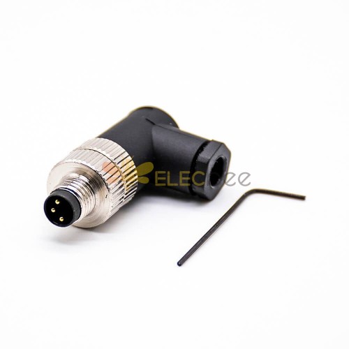 10pcs M8 Cable Assembly Plug impermeable IP67 90 grados macho enchufe 3Pins wireable Unshiled Conector