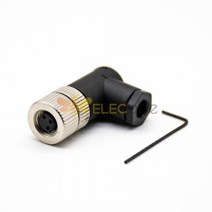 10pcs M8 Connector Screw Type Connector Right Angle 3 Pin Assemble Cable Female Plug
