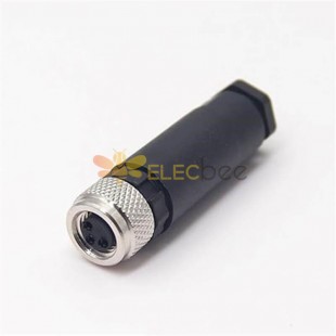 M8 Connector 3 Pin Female Plug Straight Plastic Shell Unshielded Screw-Joint for Cable