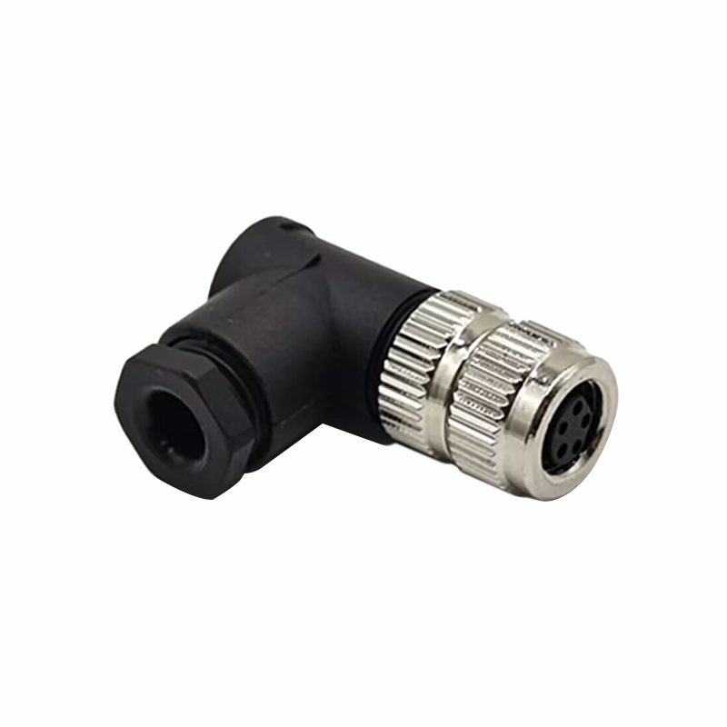 M8 5Pin Female Connector Right Angle Cable Plug Waterproof Plastic B Coding Assemble Type