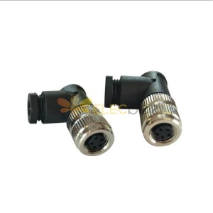 M8 5Pin Right Angle Cable Plug Waterproof Plastic B Coding Assemble Type 5Pin Female Plug