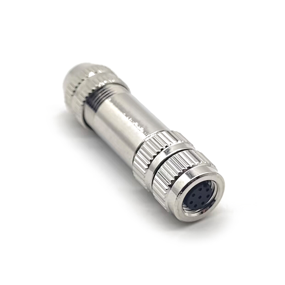 M8 8 Pin Female Connector Straight Aviation Plug Solder Type for Cable Metal Shielded Connector
