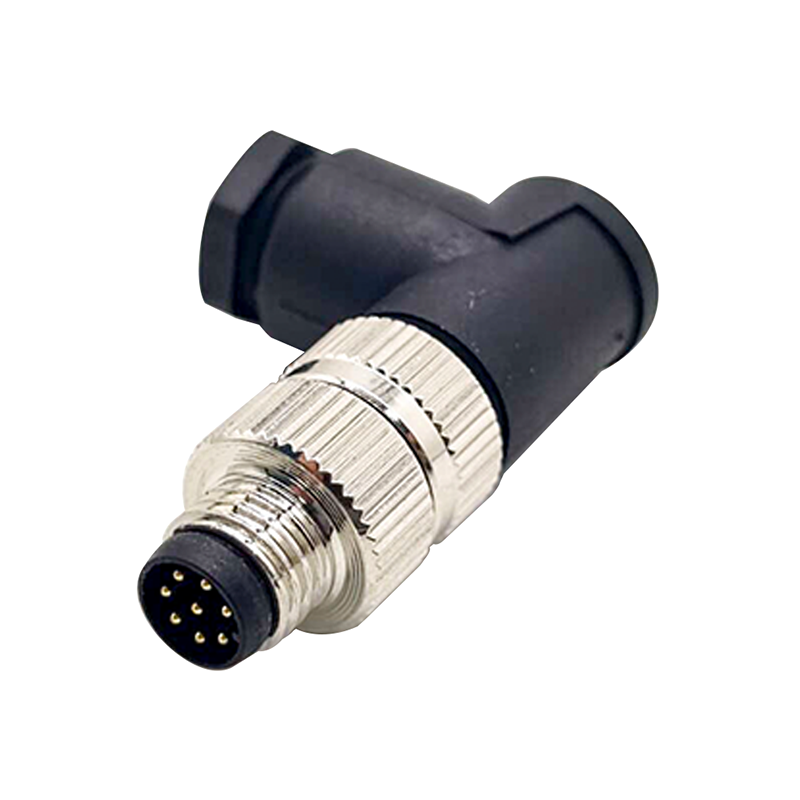 M8 8Pin Male Field Wireable Connector Waterproof IP67 90 Degree Solder Cup Terminal Unshiled Connector