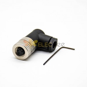 M8 Cable Connector Screw Type Connector Right Angle 4 Cores Assemble Cable Female Unshiled Waterproof Plug
