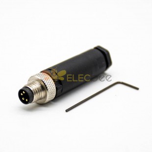 M8 Connector 4 Pin Male Straight Plastic Shell Aviation Plug Screw-Joint for Cable Unshielded