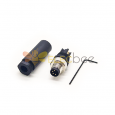 M12-Stromanschluss, Panelmontage-Adapter, Stecker/Buchse, 4P, T