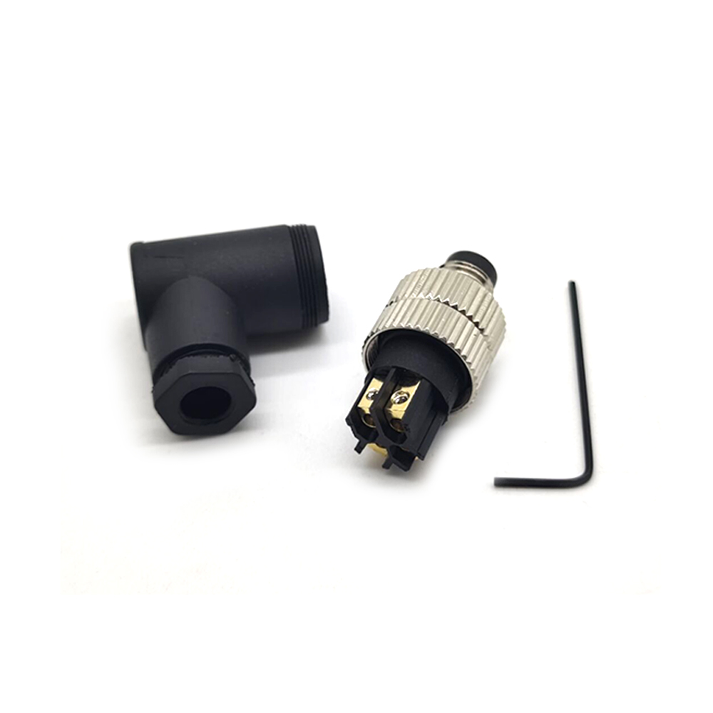 M8 Connector Coding 4Pin Assembly Male Plug Right Angle for Cable Unshielded