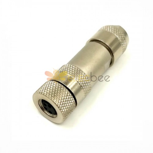 M8 Metal Plug Assemble Type 4Pin Waterproof Straight M8 Female Plug Shielded For Cable
