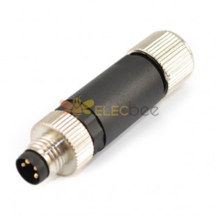 M8 Plug Su Geçirmez IP67 4 Pimli Erkek Montajlı Düz Kablo Metal Konektörü