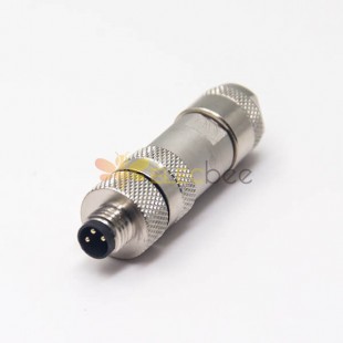 M8 Shielded Connector 3 Pin Male Plug Straight Screw-Joint pour câble