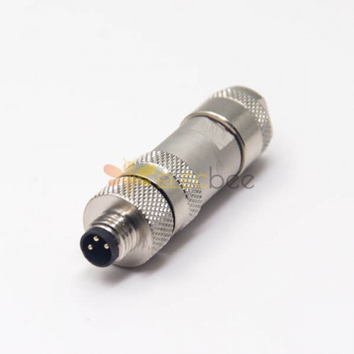 M8 Shielded Connector 3 Pin Male Plug Straight Screw-Joint for Cable