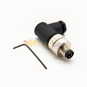 M8 Wireable Conector Enchufe impermeable IP67 90 grados macho enchufe 4 pines montar unshiled enchufe