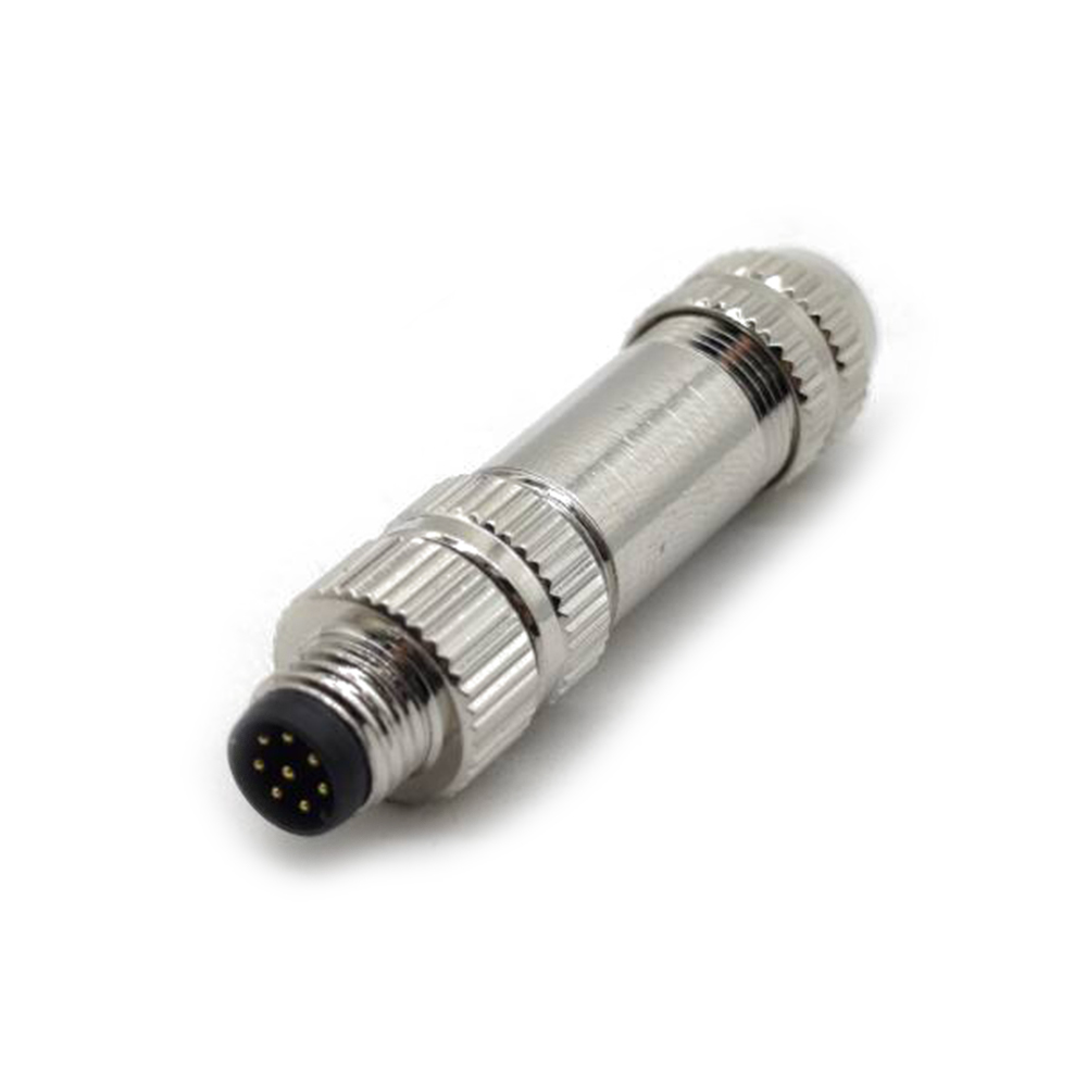 Male Connector M8 8 Pin Straight Aviation Plug Solder Type for Cable Metal Shielded