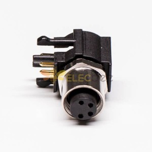 10pcs M8 Bulkhead Conector Right Angle PCB Conector 4 Pin Panel Mount Female Waterproof Socket