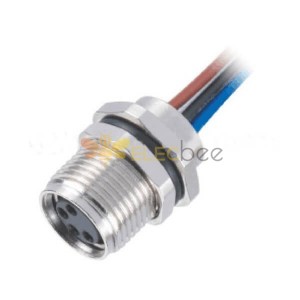 10pcs M8 4 Pin Connector Circular Female Panel Socket Waterproof External thread M10-0.75 With Wires 24AWG 0.5M Shiled
