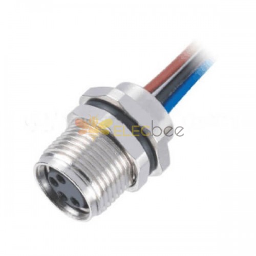 10pcs M8 4 Pin Connector Circular Female Panel Socket Waterproof External thread M10-0.75 With Wires 24AWG 0.5M Shiled