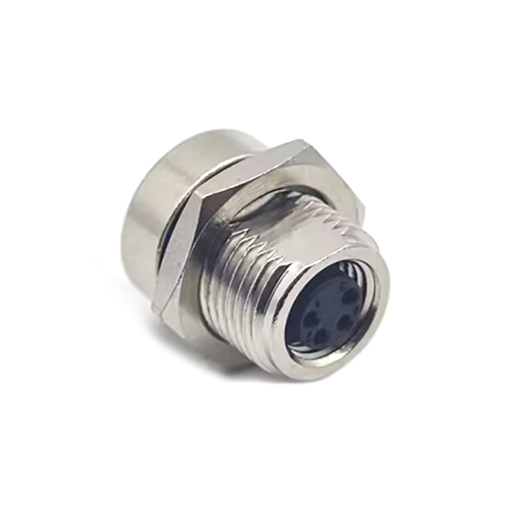 10pcs M8 Connector Panel Mount Connector 4 Pin Female Front Mount Waterproof Straight Receptacle