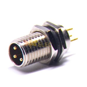 10pcs M8 連接器直頭板端前鎖長螺紋連接器3芯防水公插座感測器