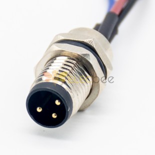 3 Pin M8 Connector Male Straight Panel Receptacles Waterproof Front Mount With Line 0.2M
