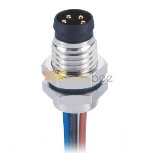 4Pin Circulaire M8 Aviation Connector Waterproof Straight Front Mount Male Socket With 1M 24AWG Wire 4Pin Circular M8 Aviation C