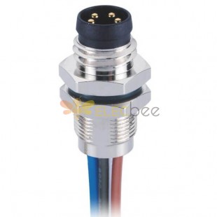 4Pin M8 Connector Waterproof Straight Male Panel Mount Sensor Connector Solder Type Receptacle With 1M 24AWG Wire