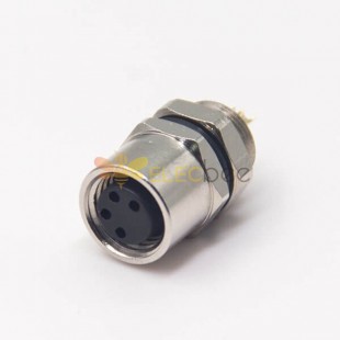 M8 4 Pin Female Connector Female Socket Solder Cup Straight Rear Blukhead Imperméable à l'eau