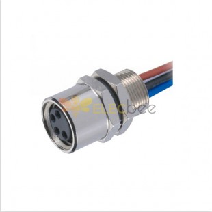 M8 4Pin Cable Socket Circular Wateproof Straight Back Mount Female Solder Cable With Wires 24AWG 0.5M Connector