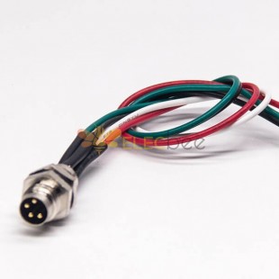 M8 4Pin Conector Masculino Rear Mount Straight Solcering Tipo com fios AWG24 30CM