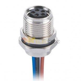 M8 5Pin Waterproof Connector B Codage Avant Mount Straight Female Solder Type With 1M 24AWG Wire