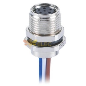M8 6Pin Solder Cable Conector Circular A Coding Straight Waterproof Front Mount Socket With 50CM 26AWG Cable M8 6Pin Solder Cabl