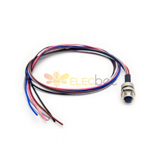 M8 6Pin Solder Cable Conector Circular Straight Impermeável A Coding Front Mount Socket com cabo 50CM 26AWG